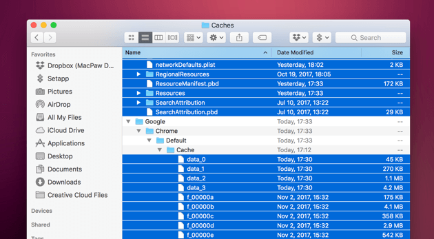 Molti file di cache obsoleti